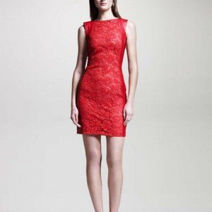 VALENTINO leather Lace Dress sleeveless silk GUC